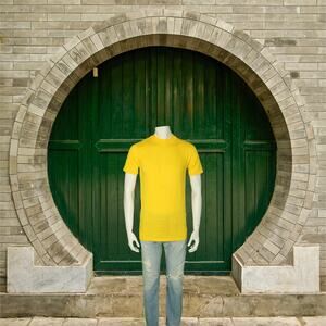 Vintage Stedman Blank Yellow Single Stitch 100% Cotton USA Made T Shirt Tee S